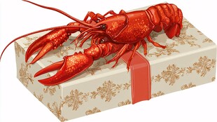 礼盒上的红色大龙虾