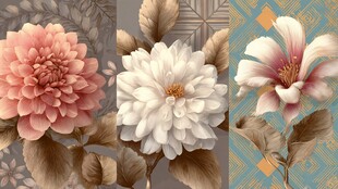三朵花卉精美图案展示