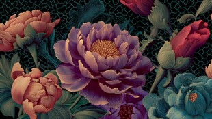 复古风牡丹花卉图案