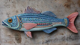 彩色木雕鱼工艺品展示