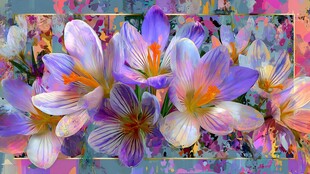 梦幻紫白番红花艺术画