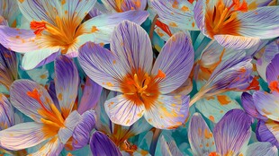 紫白番红花的绚烂绽放