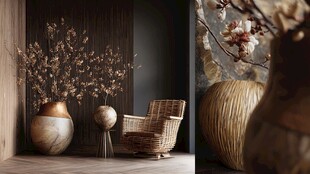 侘寂风室内的自然元素陈设