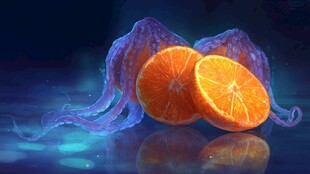 梦幻橙色章鱼造型奇异水果