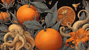 奇幻橙境 水果与海洋生物共舞