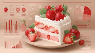 草莓蛋糕搭配数据图表展示