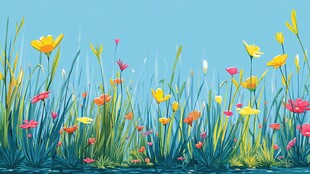 春日烂漫花草景致