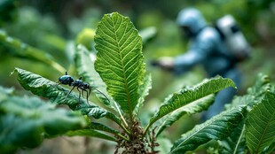 田间昆虫与农药喷洒场景