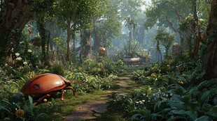 奇幻森林中的巨型甲虫探险