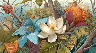 梦幻花卉丛林景象