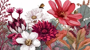 缤纷花卉插画 自然之美