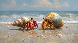 沙滩上的寄居蟹