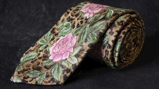 豹纹花卉图案男士领带