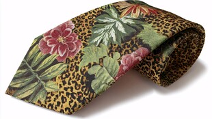豹纹花卉图案男士领带