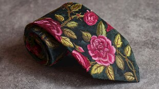 复古花卉刺绣领带