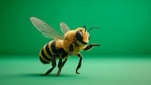 绿色背景下的可爱大黄蜂