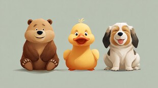 可爱动物三小只