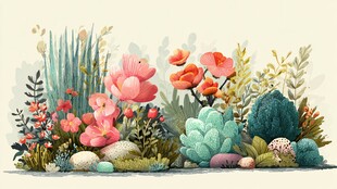 缤纷多肉花卉绿植小景