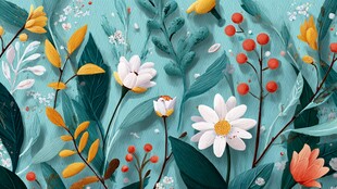 清新花卉植物装饰图案