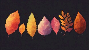 多彩秋叶 梦幻水彩风插画