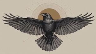 展翅翱翔的黑鸦