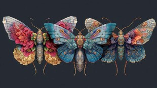 绚丽多彩蝴蝶艺术插画