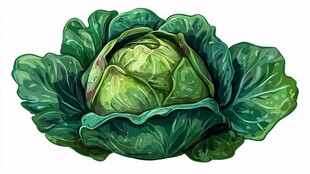 新鲜卷心菜插画