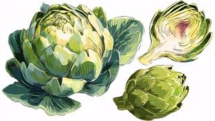 朝鲜蓟插画 清新蔬菜图像