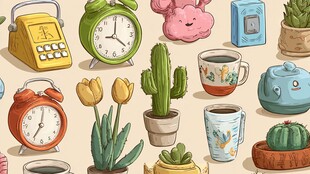 可爱卡通风的闹钟绿植摆件