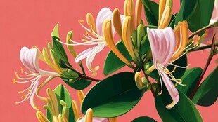 盛开的金银花特写