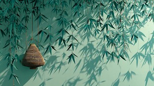 竹林下的草编风铃