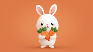 可爱白兔抱胡萝卜