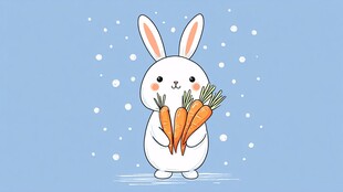 可爱白兔抱胡萝卜插画