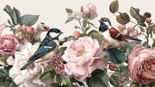 花鸟共绘浪漫自然景致