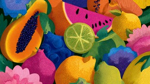 缤纷多彩的水果花卉组合