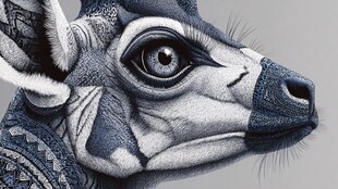 鹿头特写 精致纹理与图案