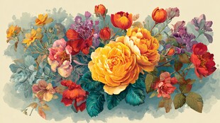 绚丽多彩花卉插画