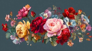 缤纷花卉组合插画