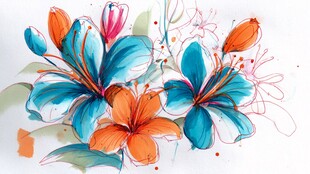 手绘绚丽花卉插画作品