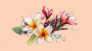 手绘鸡蛋花花卉插画