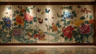 中式繁花蝴蝶艺术背景墙