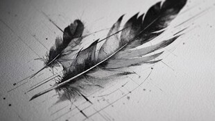 黑白羽毛特写艺术画面