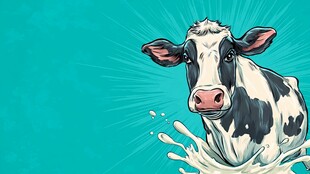 奶牛喷溅牛奶插画