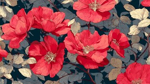 深红花卉图案背景纹理