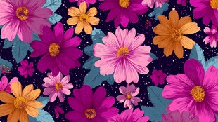 绚丽多彩花卉图案背景