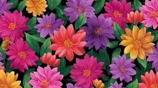 多彩花卉图案背景图