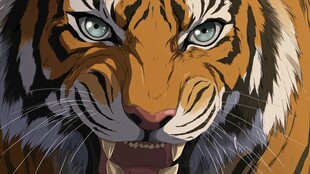 怒目圆睁的凶猛老虎