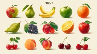 多彩缤纷的新鲜水果集合