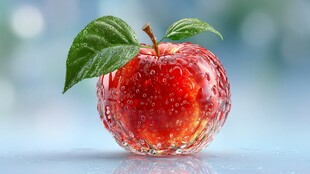 晶莹剔透的水润红苹果