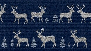 圣诞风驯鹿与松树针织图案